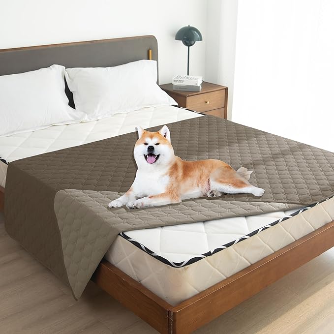 gogobunny 100% Double Sided Waterproof Dog Blanket Soft Pet Bed Cover Reversible Protect Furniture Couch Sofa Car for Puppy Cat Kids (Dark Walnut/Light Walnut, 68x82 Inch (Pack of 1))