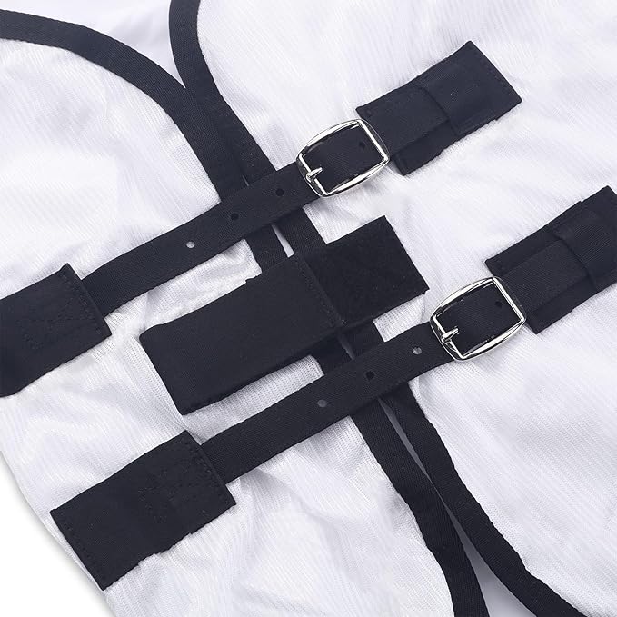 Horse Fly Sheet Equine Summer Sheets, Comfy Mesh Bug and Mosquito Protection Standard Neck - White 75"