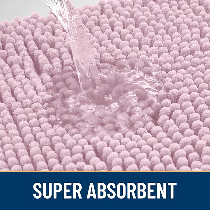 Smiry Dog Door Mat for Muddy Paws 36x24, Absorbs Moisture and Dirt Doormat, Non-Slip Washable Quick Dry Chenille Front Door Mat Indoor Entrance, Entryway Carpet for Inside Floor, Dusty Rose