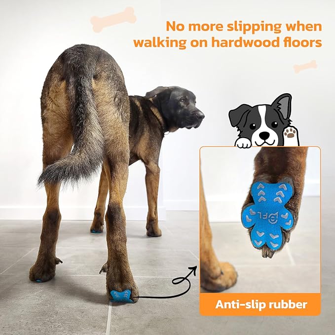 Anti-Slip Dog Paw Protector Pads for Senior Dogs, Dog Paw Blue Stickers with Strong Traction on Hardwood Floor, Dog Essentials,12sets(48pcs) S(4-10lbs)