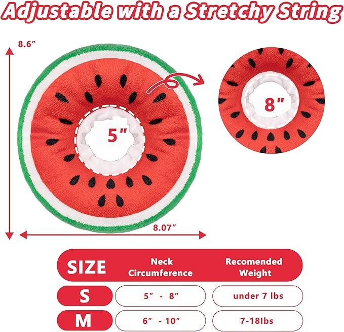Soft Cat Cone Collar, Cute Cat Recovery Collar Suitable for Small, Medium, Large Cats,Elizabethan Neck Collar for Cats After Surgery (Watermelon, Small)