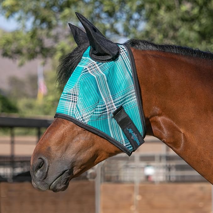 Kensington Signature Fly Mask w/Web Trim, Soft Mesh Ears & Forelock Opening Size: L-Average Color: 2021 - Atlantis