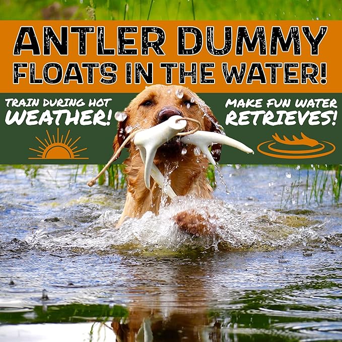 DogBone Shed Hunting Dog Training Kit – Train Your Puppy to Find Deer Antlers - Includes 2 oz Scent for Nosework & Flexible Floating Dummy for Retrieving - Perfect for Whitetail Hunters