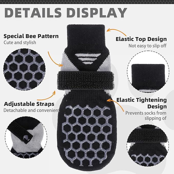 KOOLTAIL Dog Socks for Hot Pavement, Summer Breathable Dog Socks to Prevent Licking Paws, Non Slip Pet Boots & Paw Protectors for Hardwood Floor,Grippy Shoes for Small Medium Large Senior Dogs,Black M