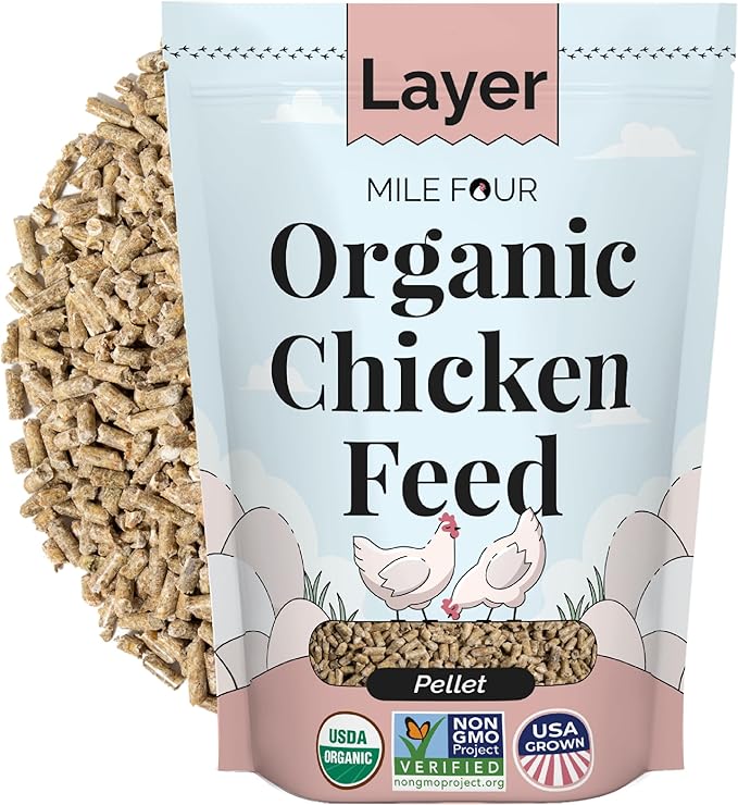 Organic Chicken Feed – Layer Pellet, Non-GMO, USA Grown, 16% Protein, Corn-Free, Soy-Free, Non-Medicated Feed for Chickens, 2 lbs Sample