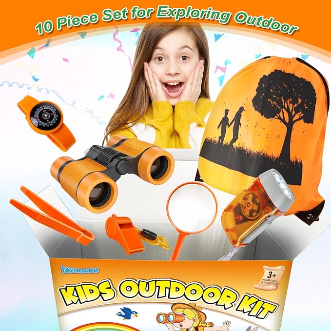 Kids Explorer Kit & Bug Catcher Kit, Camping Gear for Kids, Outdoor Exploration Set with Backpack & Binoculars, Ideal Outdoor Adventure Toys for Boys Girls 3-12
