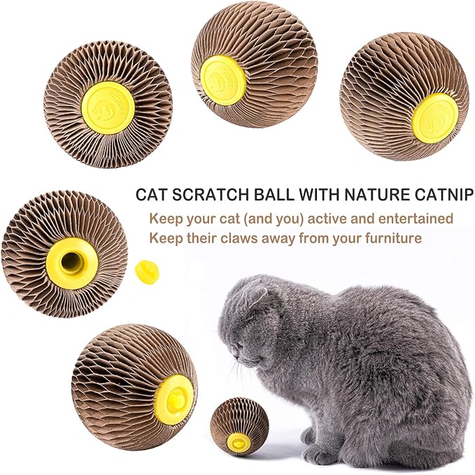 AREIIA Catnip Ball Toy for Cats Catnip Refillable Scratcher Ball Kitty's Faithful Playmate Reduce Obesity and Loneliness CSB01BR