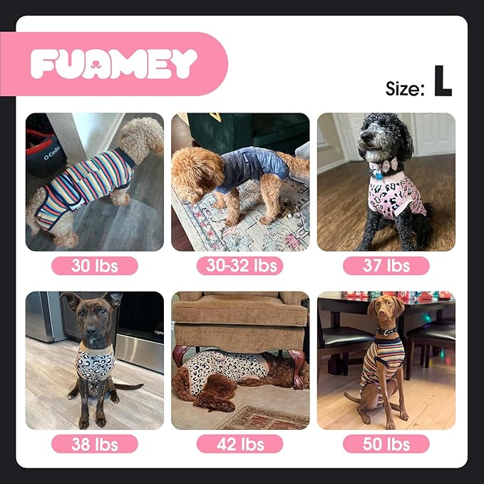 FUAMEY Dog Recovery Suit Male,Dogs Surgery Neuter Suits Puppy Spay Shirts for Female Protect Dog's Skin Anti Licking Abdominal Wounds Doggie Onesie Pet Bodysuit Alternative to Cone Green Stripes L