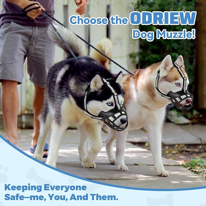 Dog Muzzle for Large Dogs, Breathable Basket Muzzles for Small, Medium and X-Large Aggressive Dog, Allows Panting Drinking, Suitable for Grooming Trimming Training (1, Blacks)