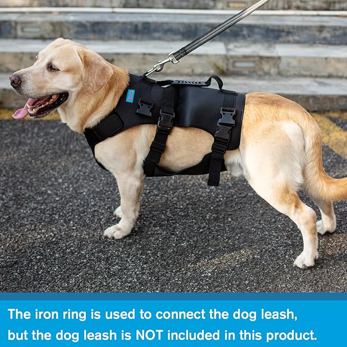 Dog Lift Harness, Rehabilitation Lifts Vest for Dogs, Support & Recovery Sling, Adjustable Breathable Lifting Straps for Old, Joint Injuries, Arthritis, Paralysis Dogs Walk (L, Black)