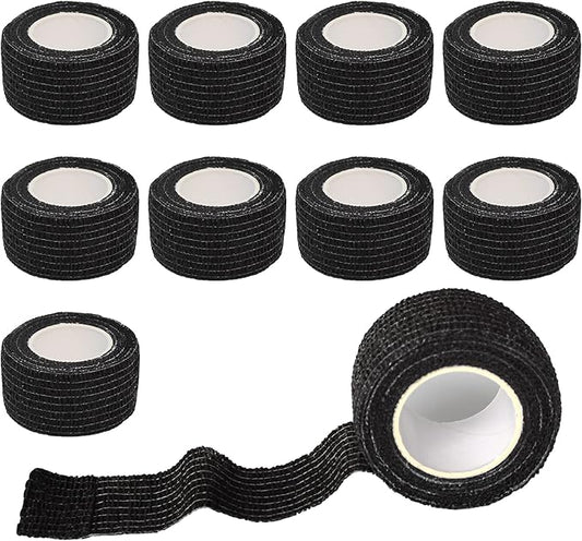 9 Pack 1" x 5 Yards Self Adhesive Bandage Wrap Self Stick Wrap for Ankle, Wrist, Finger, Sports, Breathable Cohesive Vet Tape for Pets (Black)