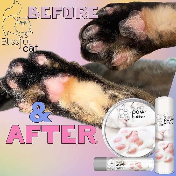 The Blissful Cat Paw Butter, Moisturizer for Dry Paw Pads, Softens and Protects a Rough Paw, Versatile, Lick-Safe Cat Paw Balm, 0.50 oz.