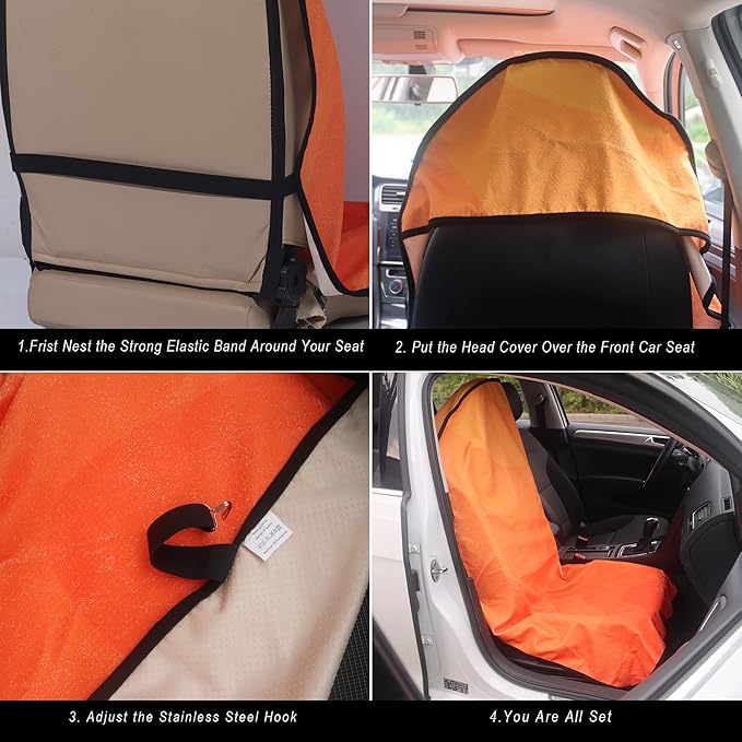 Car Seat Cover Protector Front Seats,for Gym Workout,Running,Swimming,Beach and Hiking,Waterproof Sweat Towel Bucket Seat Covers for Cars SUV Trucks (Orange, 2Pcs)