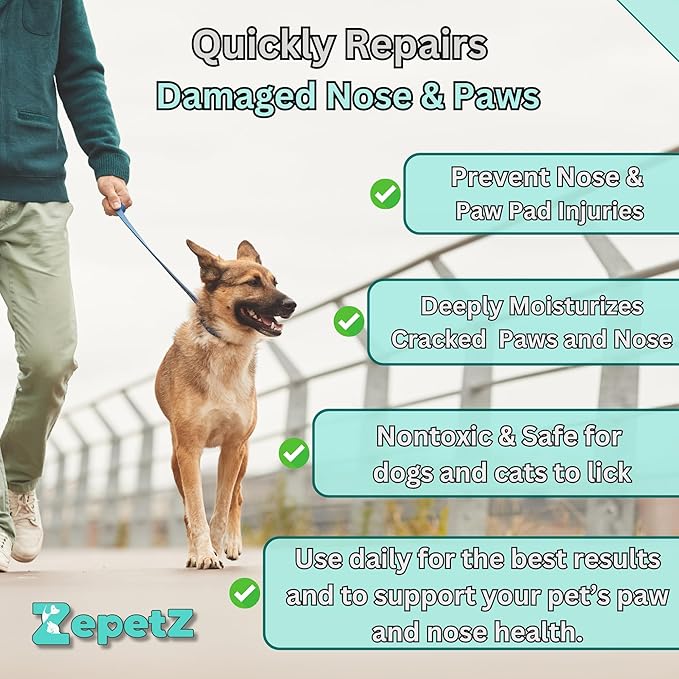 Lick-Safe Organic Paw & Nose Balm for Dogs, Cats & More – All-Natural, Vegan, Hypoallergenic – Heals, Protects & Restores Dry, Cracked Paws, Snouts & Elbows – Aloe, Avocado Oil, Beeswax – 1.75 oz