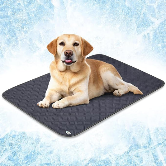 PetAmi Waterproof Cooling Mat for Dog, Premium Pet Cooling Blanket for Bed Crate, Anti Slip Indoor Dog Cool Pad for Sleeping, Q-MAX Large Sofa Couch Cover Mat for Cat, Grey, 40x60