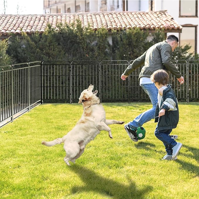 Dog Playpen Outdoor 16 Panels Heavy Duty Dog Fence 47" Height with Thick Pipe Anti-Rust with Doors Portable for RV Camping Yard, Total 36FT, 103 Sq.ft, Snowy Black