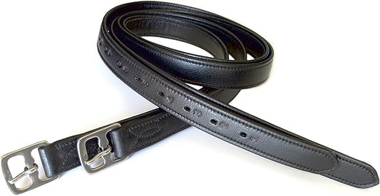 54" / 60" New 1" Super Soft English Stirrup Leathers Black/Havana (Black, 60" x 1")
