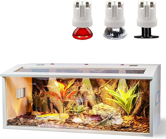 Bearded Dragon Tank 70 Gallon, Reptile Enclosure, Snake Tank, Reptile Terrarium, Built-in Light Fixtures with Switch, 48" L x 20" H x 20" D