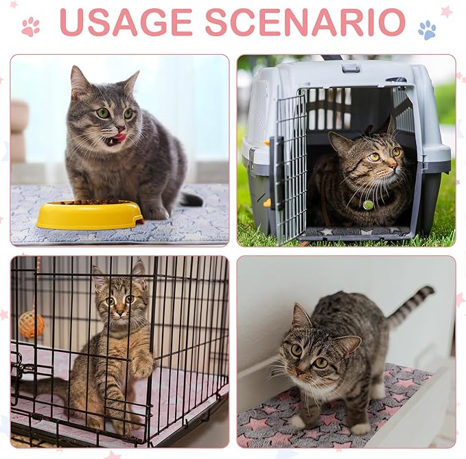 4 Pcs Waterproof Guinea Pig Blankets Washable Small Animal Fleece Bedding Absorbent Guinea Pig Cage Liners Reusable Pet Pee Pad Sleep Mat Pad Cover for Hamster Ferret (Cute Star Pattern, 24 x 16 Inch)