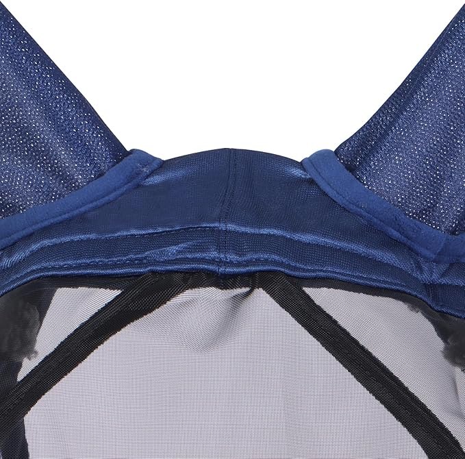 Harrison Howard CareMaster Pro Luminous Horse Fly Mask Large Eye Space Standard with Ears UV Protection for Horse Navy M Cob