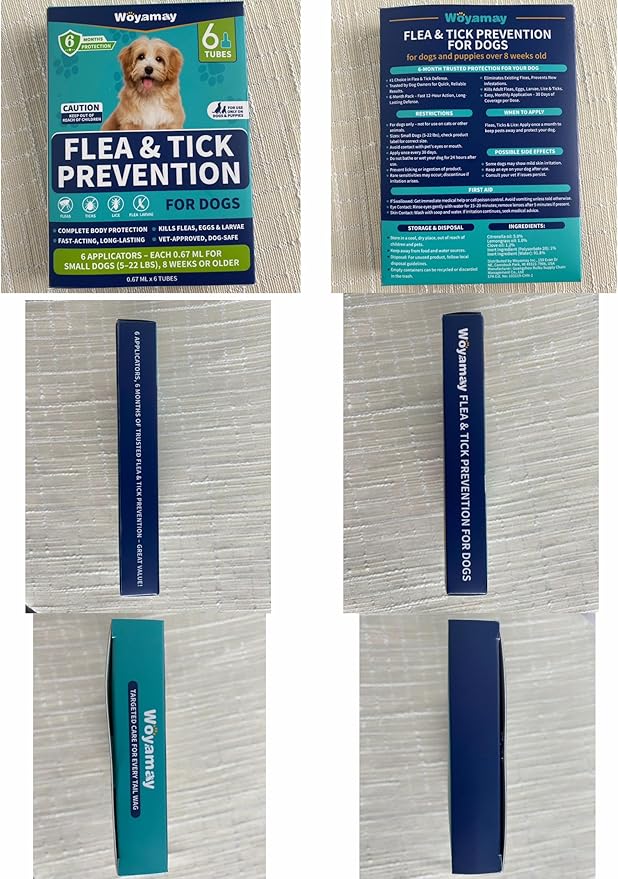 Flea and Tick Prevention for Small Dogs, 6-Month Supply Dog Flea and Tick Treatment Drops, Topical Fast-Acting Dog Flea Treatment for Small Dogs Up to 5 to 22 lbs