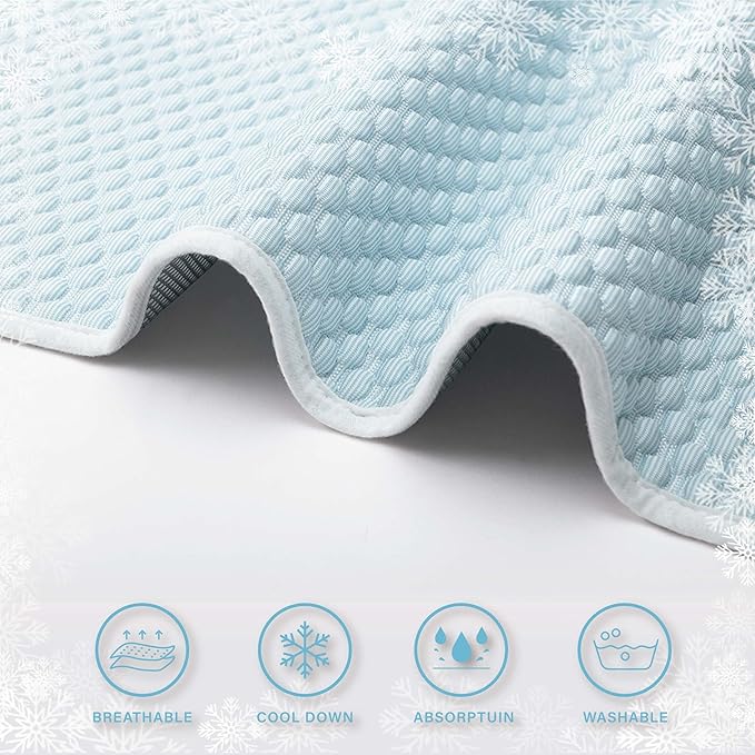 MICROCOSMOS Dog Sleeping Pad & Pet Cooling Mat- Breathable Bubble Surface, EZ Clean. Keep Cooling for Pets, Kids and Adults in Summer.(BlueWhite, 28" x 22")