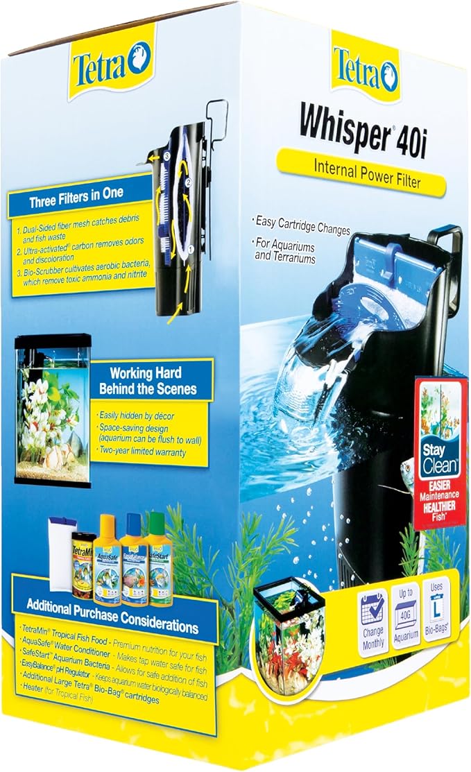 Tetra Whisper Internal Filter 20 To 40 Gallons, For Aquariums, In-Tank Filtration With Air Pump