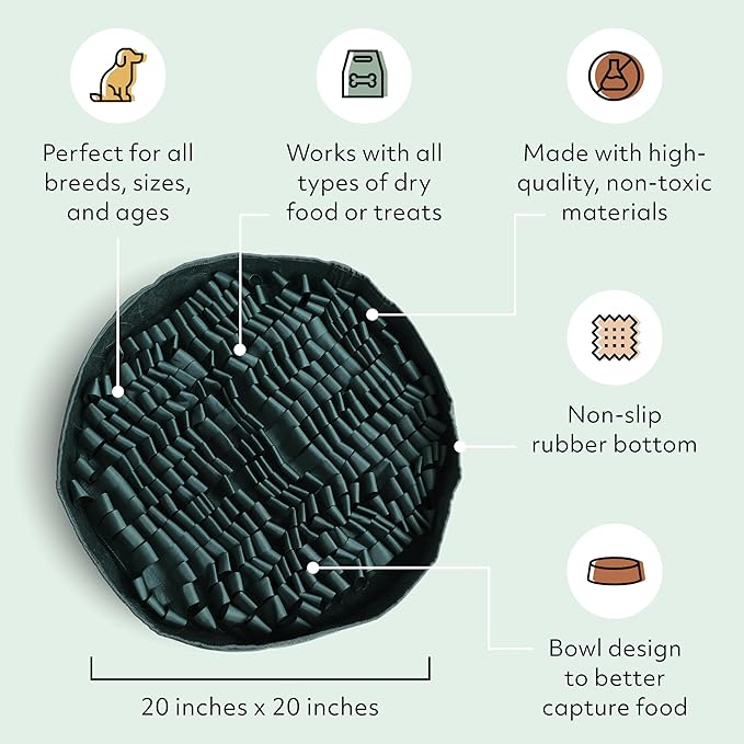 Reggie Stimulating Feeder Mat for Dogs | Relieve Speed Eating, Boredom, Stress | Vet-Approved & Ideal for All Ages, Dog Breeds, and Sizes (Hunter Green Feeder Mat)