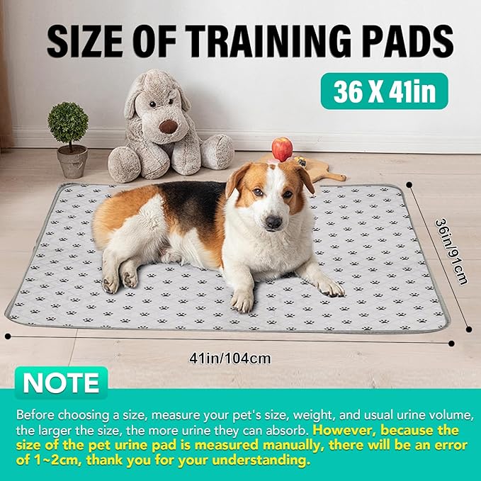 5 Pack Large 36"X41"Washable Pee Pads for Dogs Super Absorbent Dog Training Pads Non-Slip Waterproof Pet Training Pads Mats Whelping Pads for Dogs Cats Puppy