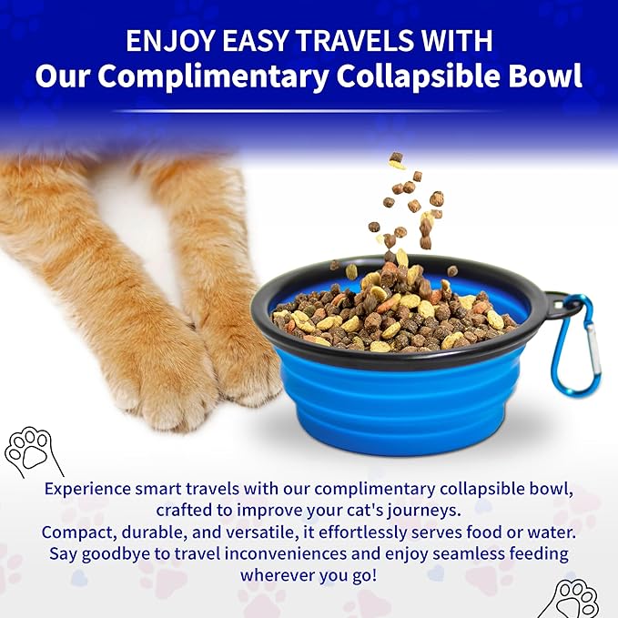 Pet Fit For Life - Vibrant Collapsible Travel Cat Litter Box - Portable, Foldable, Compact Design with Bonus Water Bowl - Ideal for Car & Camping - Reusable, Cats Safe - Teal, (16"x12"x5")