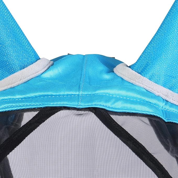 Harrison Howard CareMaster Pro Luminous Horse Fly Mask Large Eye Space Standard with Ears UV Protection for Horse Sky Blue XL Extra Full