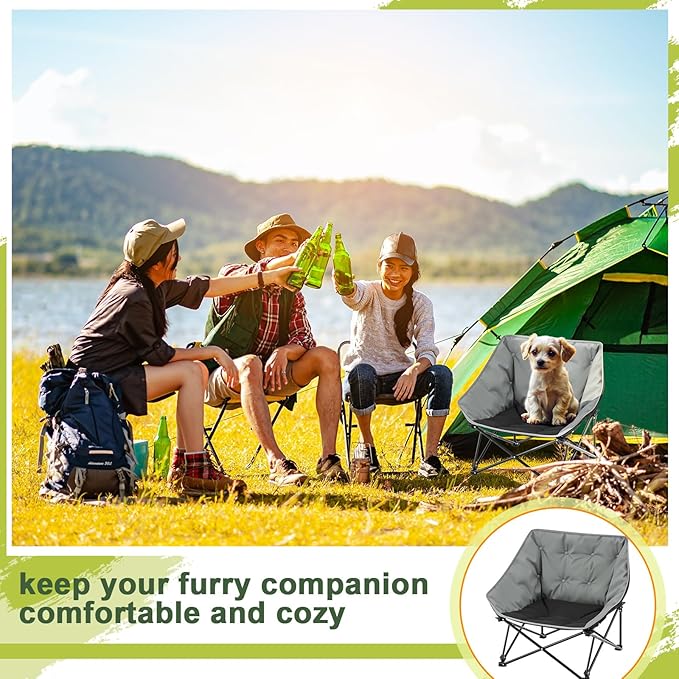 Portable Dog Camping Chairs for Dogs Raised Pet Bed for Outdoor Folding Chair Patio Lazy Puppy Cot Heavy Duty Pet Camping Gear(28x 24 x 22 Inches,Gray)