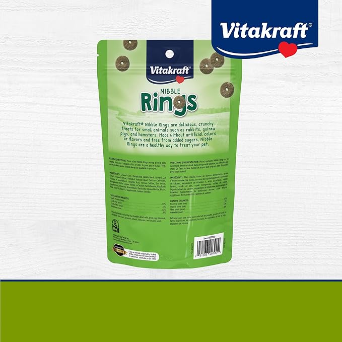 Vitakraft Nibble Rings Small Animal Treats - Crunchy Alfalfa Snack - For Rabbits, Guinea Pigs, Hamsters, and More