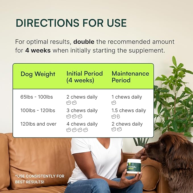 Wuffes Chewable Dog Hip & Joint Supplement - Glucosamine & Chondroitin Chews - Dog Joint Supplements & Vitamins - Extended Joint Care (Large Breed (Over 65 lbs), 60 Chews (Pack of 2))