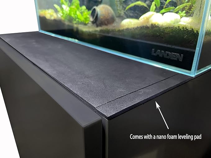 LANDEN Aquarium Wooden Stand and Cabinet for up to 30 Gal Tank, Fish Reptile Sea Salt WaterTank Stand, Nano Foam Leveling Mat Included, W23.6xD17.7xH31.5 in, Wooden Matte Black Painted(Stand Only)
