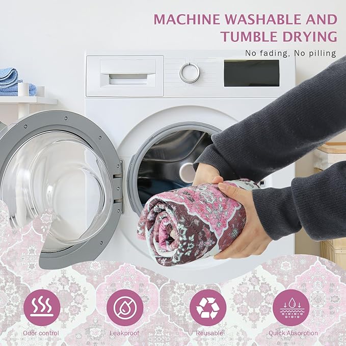 IEUUMLER Washable Pee Pads for Dogs, 2 Pack Reusable Pee Pads for Dogs Non-Slip Grip, Super Absorbent Waterproof Puppy Pads for Potty Training, Playpen, Crate, Whelping Box EU011 Pink, 36x41