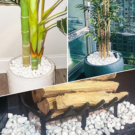 18LB 1"-2" White River Rocks for Plants, Polished Pebbles for Garden Landscaping, Planters, Aquariums, Vase Fillers – Indoor & Outdoor Decor