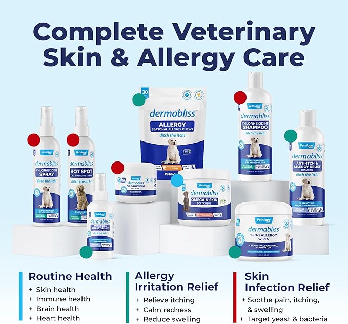 Vetnique Dermabliss Anti Itch Spray for Dogs & Cats with Hydrocortisone for Allergies and Immediate Dog Itching Skin Relief - Fragrance Free with Soothing Oat Extract (4oz)