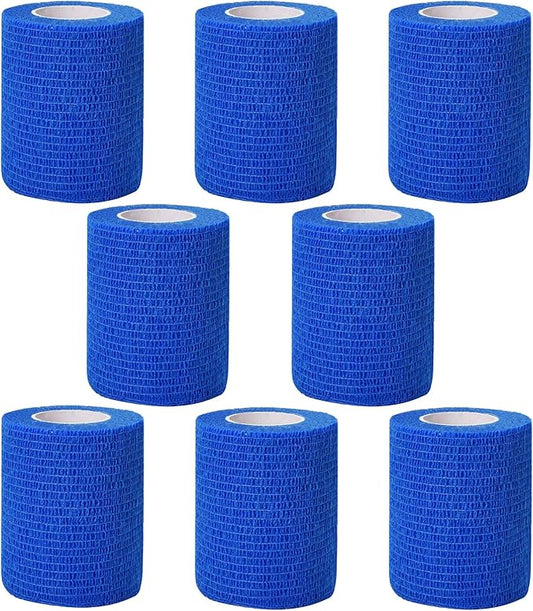 Self Adhesive Bandage Wrap,2 Inch Blue Breathable Elastic Cohesive Bandages, Vet Wrap Sports Tape Bulk for First Aid Supplies, Wrist Sprains Protection