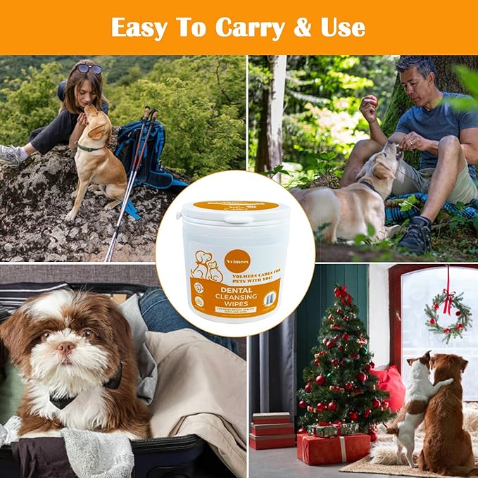 Dog Dental Wipes, Pet Dental Finger Wipes for Dogs & Cats, Dog Teeth Cleaning Wipes, Reduce Plaque & Tartar Buildup, Fresh Breath, Protect Gums, Dog Ear Cleaner Wipes Remove Wax, Coconut Scent, 50Pcs