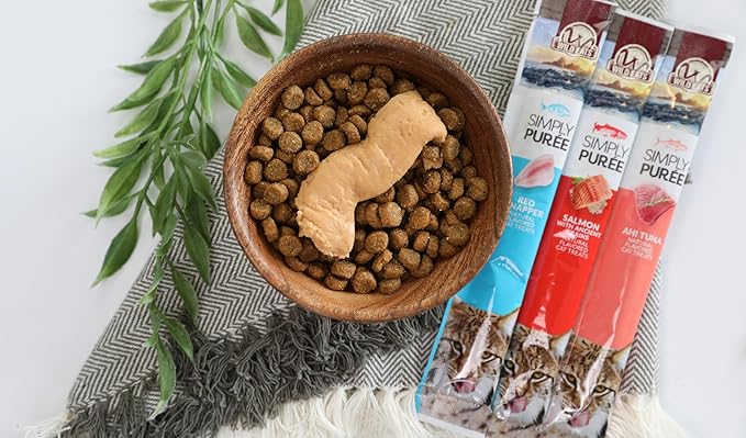 Lickable Cat Treats Exotic Fish Variety Pack 12ct - Ahi Tuna, Wild Pink Salmon, Red Snapper - Puree Bisque