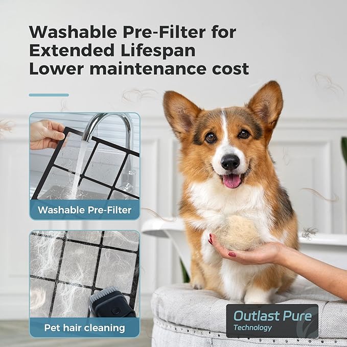 AROEVE Air Purifiers for Bedroom Home Large Room Up to 1504 Ft², 5 Layer Filter for Smoke Pollen Allergies Pet Dander Odor, Air Quality Monitor, Sleep Mode, Timer for Office, Dorm, Kitchen, MK07 Black