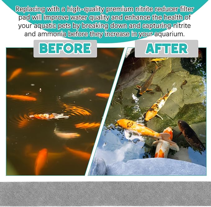 Treela Nitrite Remover Pad 4.53 x 39.37 inches Nitrate Reducer Filter Pad Fish Tank Filter Pads Nitrate Remover Cut to Fit for Aquariums and Pond Reducing Media Pad