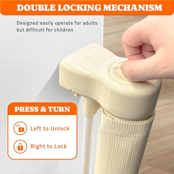 Upgrade 200" Retractable Baby Gates Extra Wide with Reinforced Strips, Mesh Retractable Dog Gate for Garage, 41" Tall Retractable Gate Indoor Outdoor for Pet and Baby-Beige