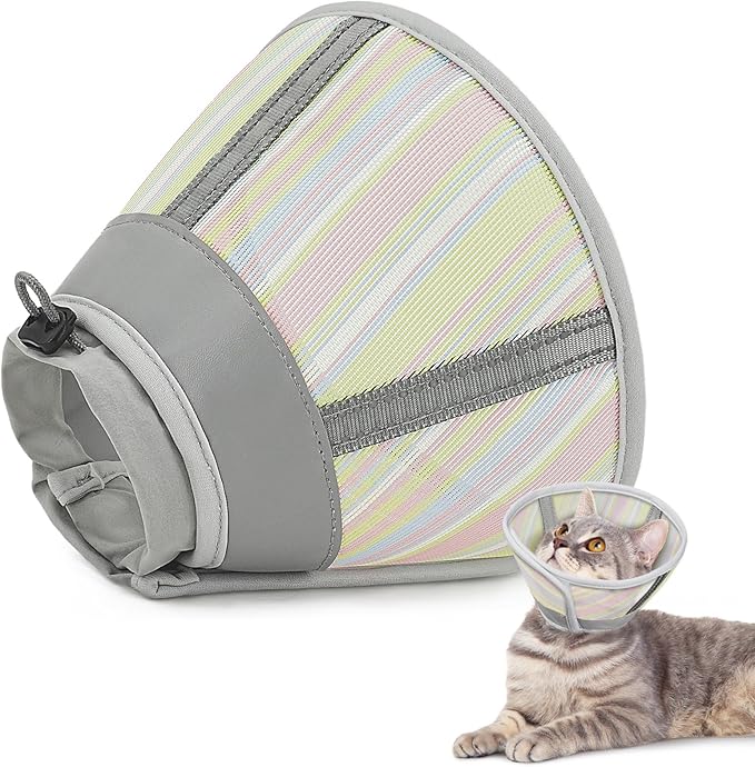 Supet Soft Air Mesh Cat Recovery Cone Alternative for Small Kittens, Lightweight Anti Scratch Head Cone