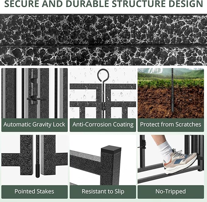 Dog Fence Outdoor Indoor, 32" Inch Height 8 Panels Dog Playpen for Large/Medium/Small Dogs Metal Dog Pen for Yard Camping and RV | Black-Silver