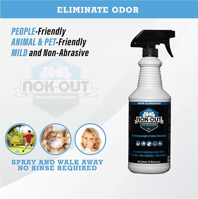 NOK OUT Odor Remover, Pet Deodorizer and Cleaning Spray, Made in the USA, 16 Fluid Ounce Spray, 2-Pack
