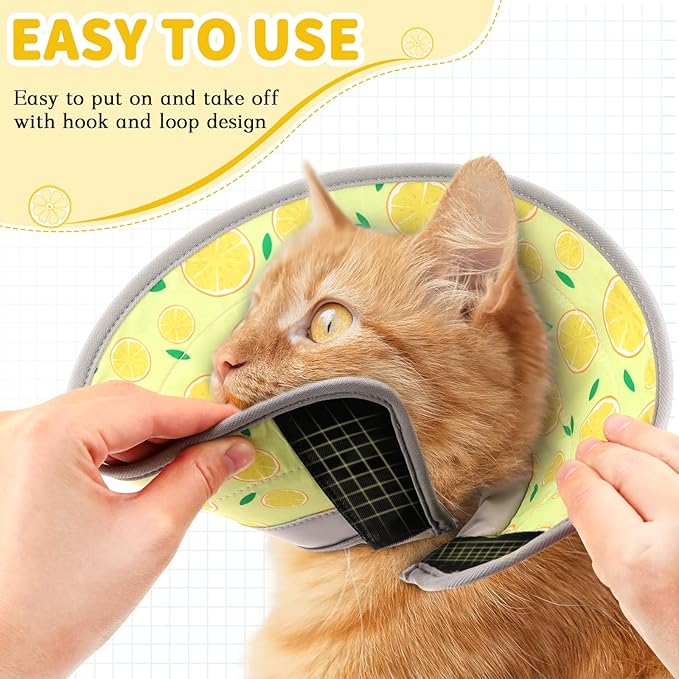 Cat Cone Collar Soft, Comfortable Cat Recovery Collar Pet Cone for Small Large Cats, Lightweight Elizabethan Collar for Cats Kittens After Surgery Prevent from Licking Wounds, Yellow, S