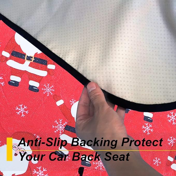 Back Seat Cover for Car Trucks Van SUV,Waterproof Rear Bench Towel Seat Covers for Dogs and Kids,Automotive Backseat Protector (Santa Claus)