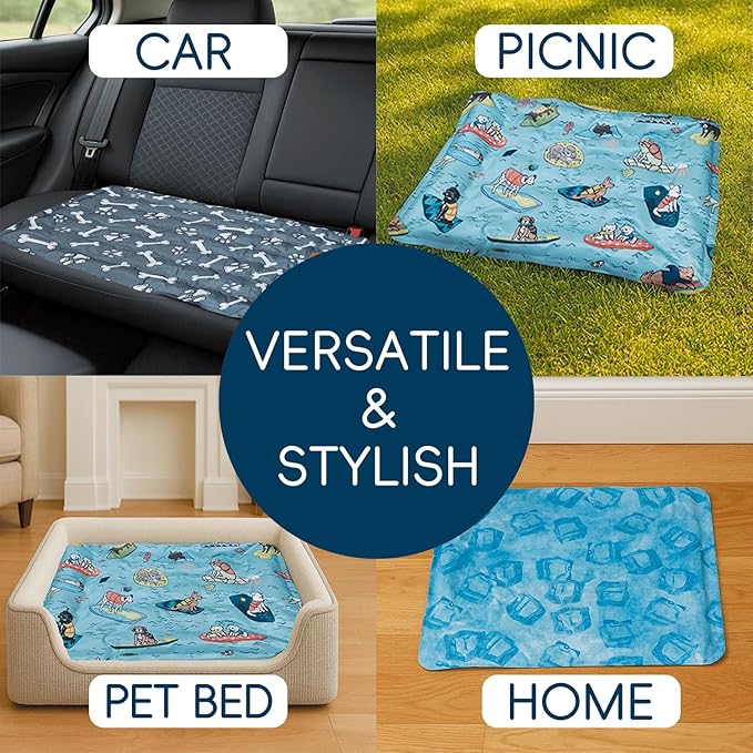 Cooling Pad for Dog,Instant Pet Cool Mat for Puppy,Comfortable Cool Pet Mat for Cat.Portable Dog Bed for Summer. Suitable for Outdoor Summer Crate Pad.Long Time Cooling.Ice Brick(Size-M 15.7*19.7in)